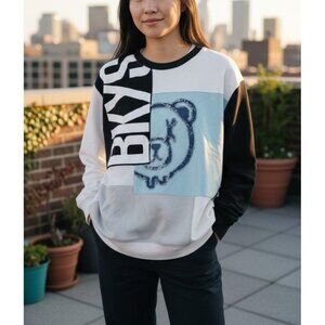 BKYS Size M Colorblock Bear Graphic Sweatshirt